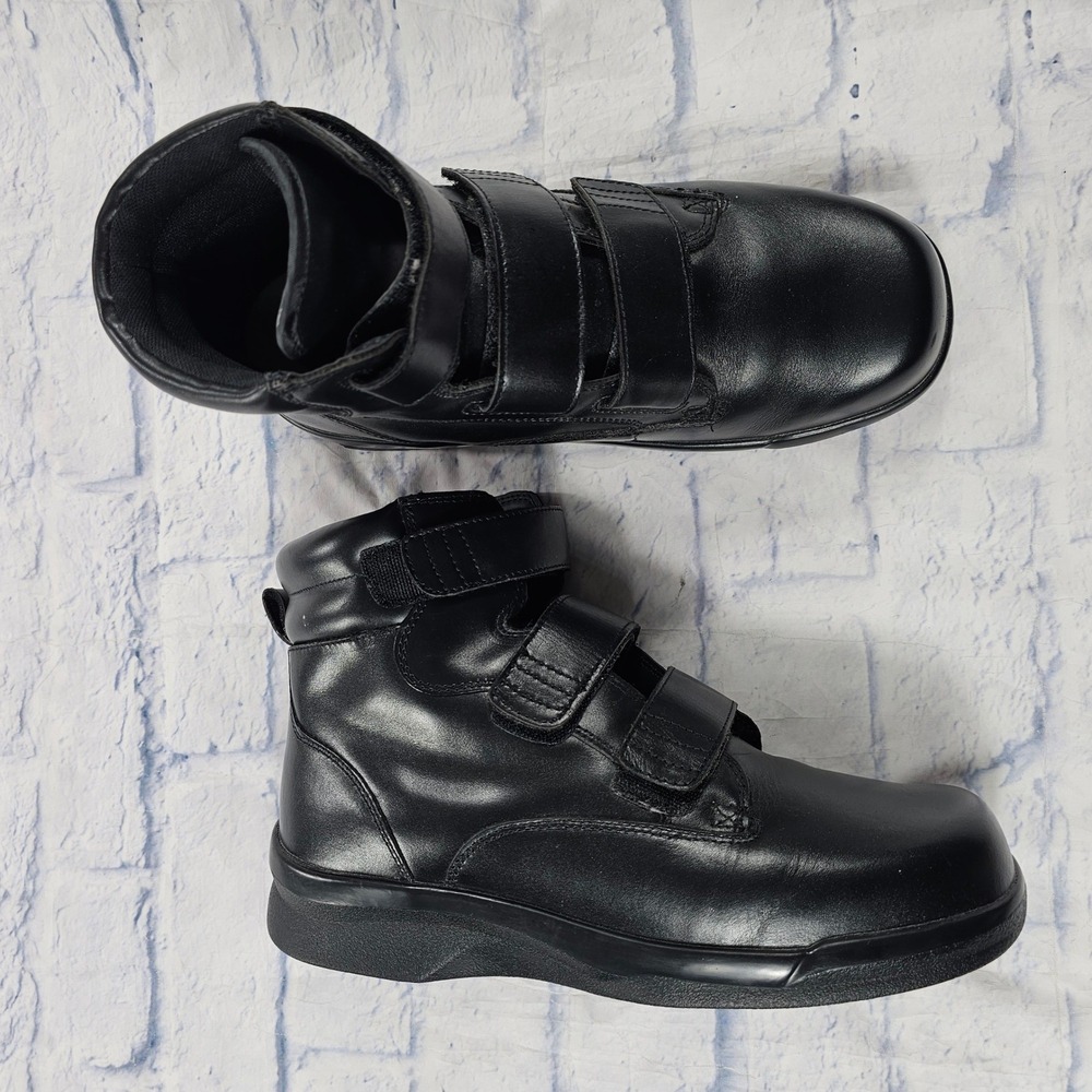 Apex Ambulator Walking Boots Men 11.5 Wide Black Leather Orthotic Diabetic Strap